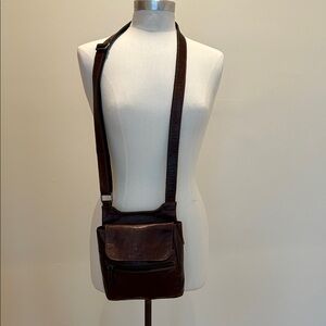 Jack Georges Women's Brown Leather Crossbody Bag